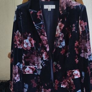 Tahari Floral Velveteen Blazer